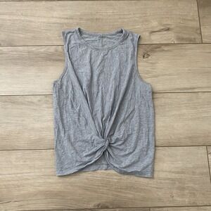 Lululemon Women Heathered Grey Pima Cotton Front Twist Crescent Tank Measurement